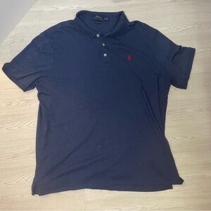 NWOT Polo by Ralph Lauren Men's Navy Polo Shirt with Red Logo Size XL Cotton